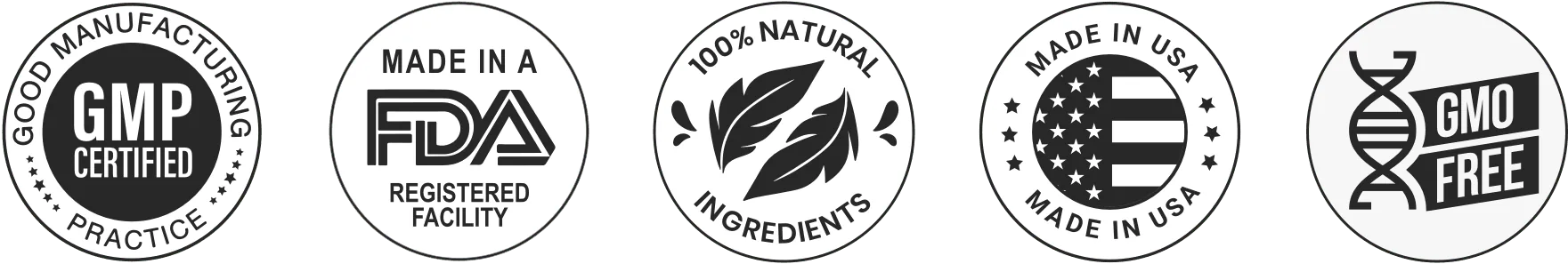 Seals the brand displays on the official UltraK9 Pro site: GMP Certified, Made in an FDA Registered Facility, 100% Natural Ingredients, Made in USA, GMO Free